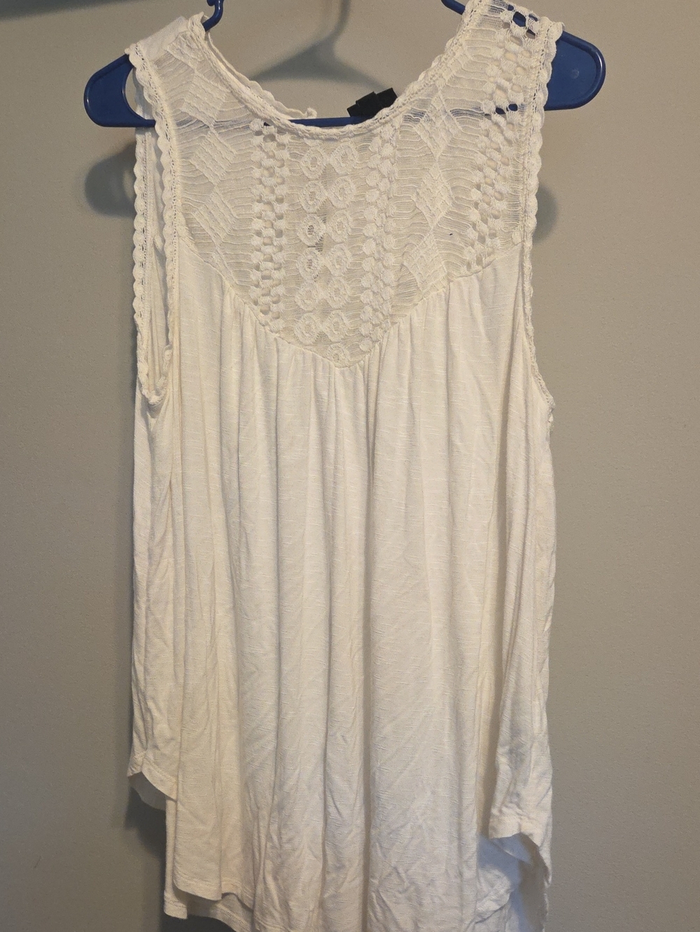 Torrid White Crochet Yoke Tank